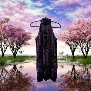 Elegant Purple & Black Halter Dress